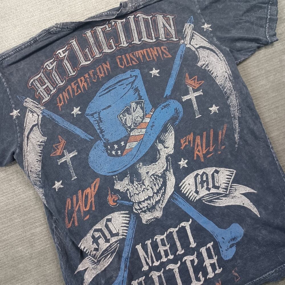 Vintage Affliction Y2K Shirt Mens M Black Matt Hotch Faded Distressed Goth Skull